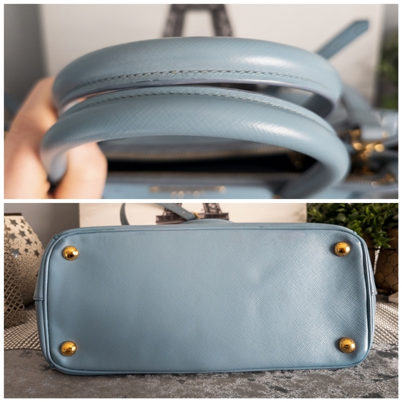 Prada Medium Saffiano Lux Galleria Double Zip Tote w/Adjustable Strap-Light Blue - Picture 15 of 17